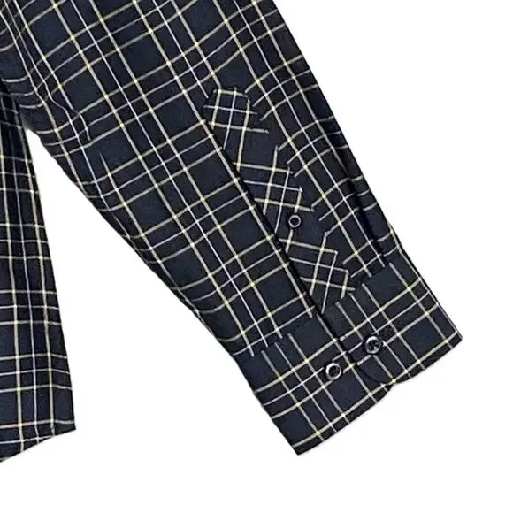 Travis Mathew Men's Small Cloud Collection Flannel Plaid Shirt Black NEW